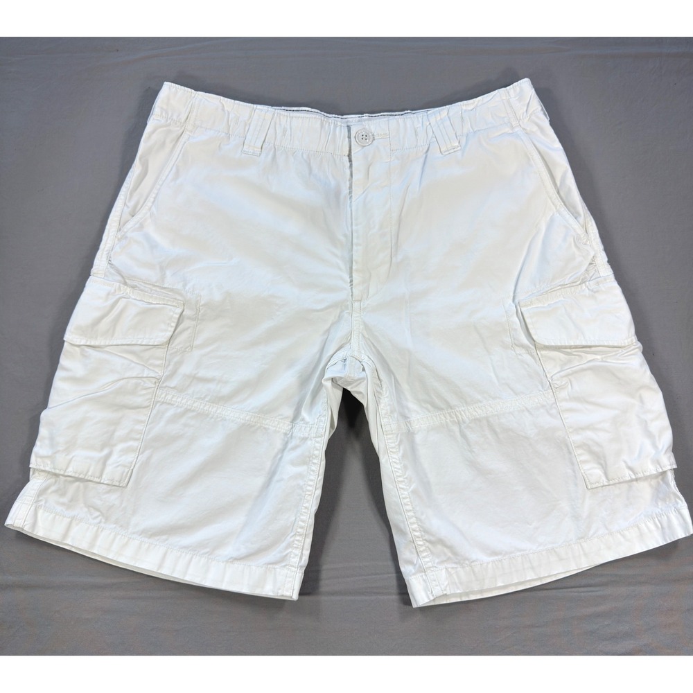 POLO RALPH LAUREN Utility Canvas Cargo Shorts Men 34 White 10" Inseam Cotton Y2K